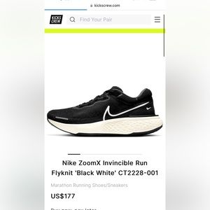 NEVER WORN Nike ZoomX Invincible Run Flyknit 'Black White'